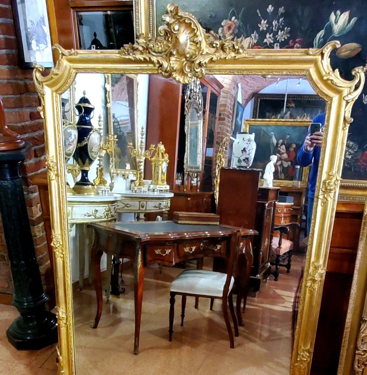 Specchiera Luigi Filippo  con cornice in legno dorato 18 kt manifattura Francese -photo-2