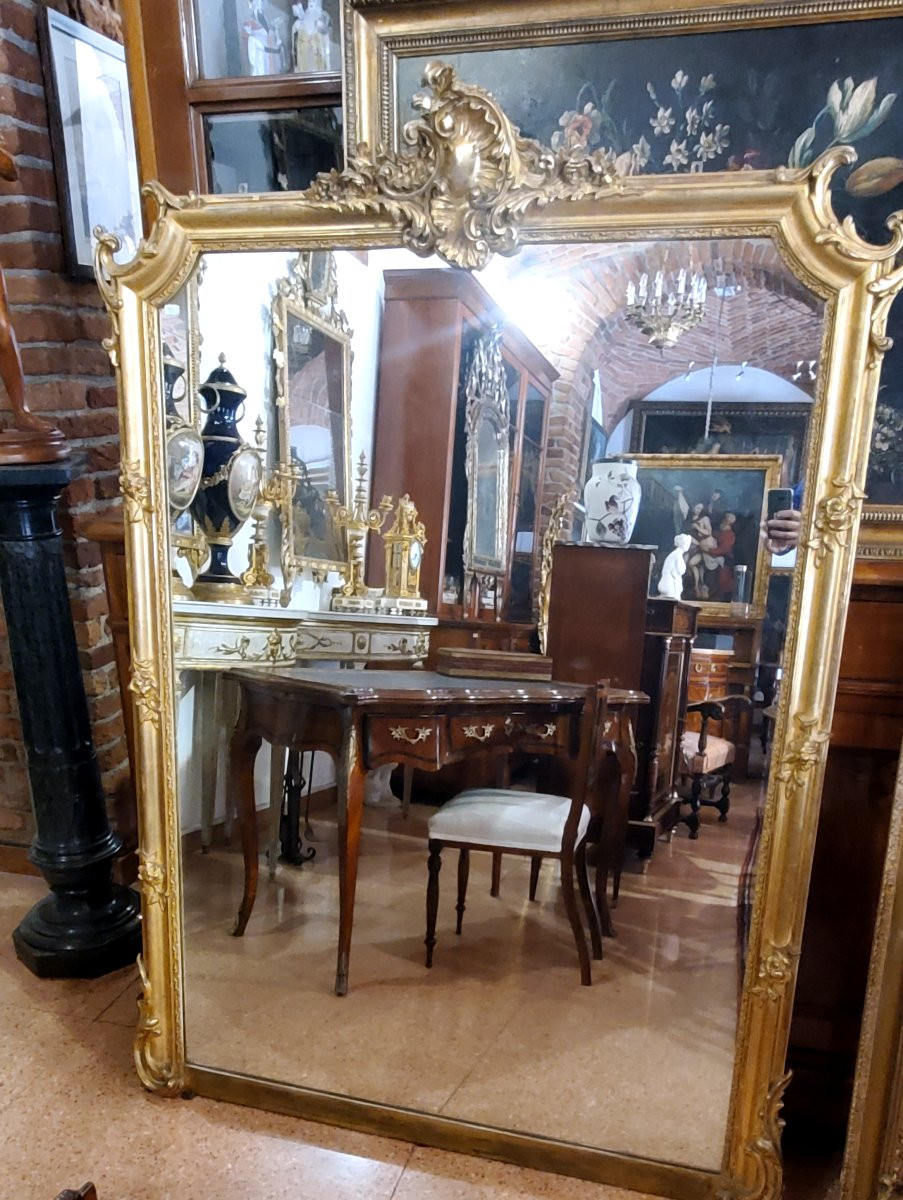 Specchiera Luigi Filippo  con cornice in legno dorato 18 kt manifattura Francese -photo-3