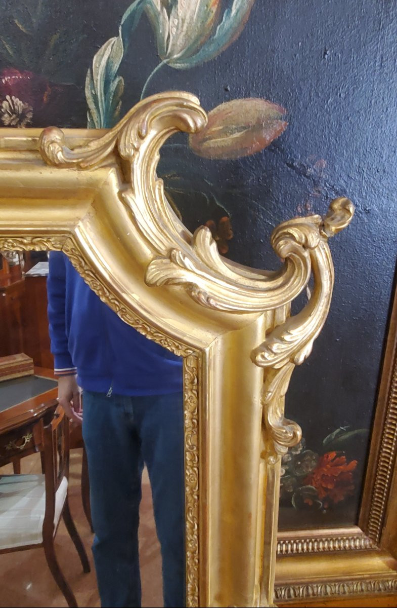 Specchiera Luigi Filippo  con cornice in legno dorato 18 kt manifattura Francese -photo-4