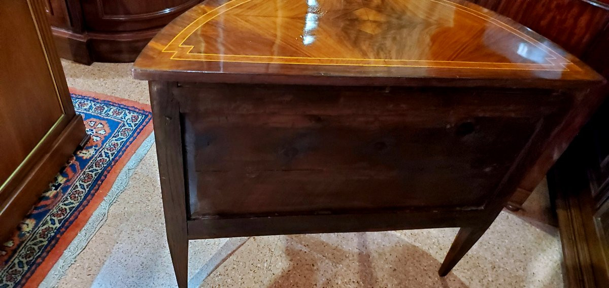 mezza luna  manifattura Italiana in legno di palissandro , noce ,intarsi in bosso ,noce bionda -photo-6
