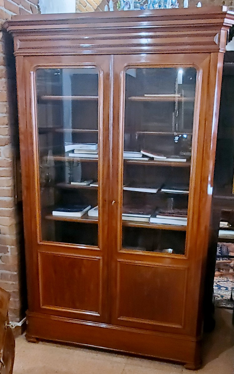 Mobile libreria epoca Luigi Filippo manifattura Francese in mogano cubano 