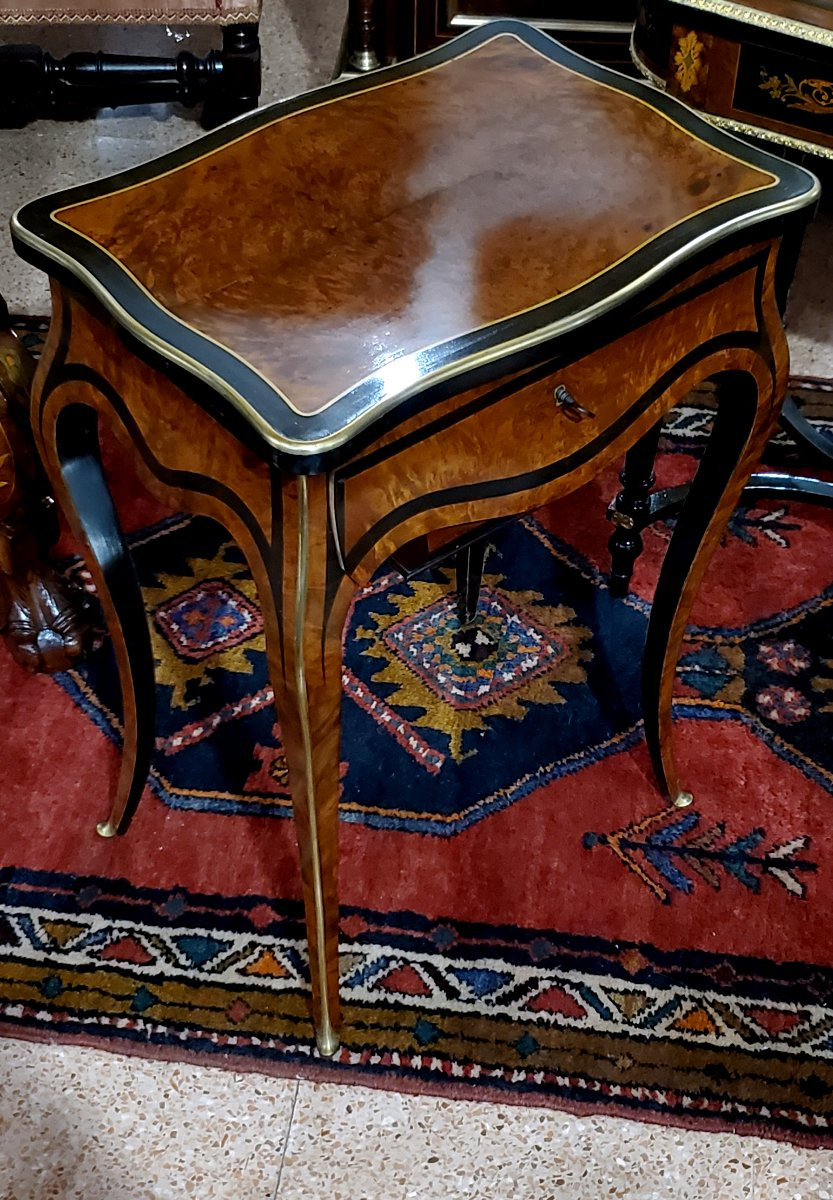 Tavolino Napoleone III firmato Vervelle Parigi  in radica di tuja-photo-2