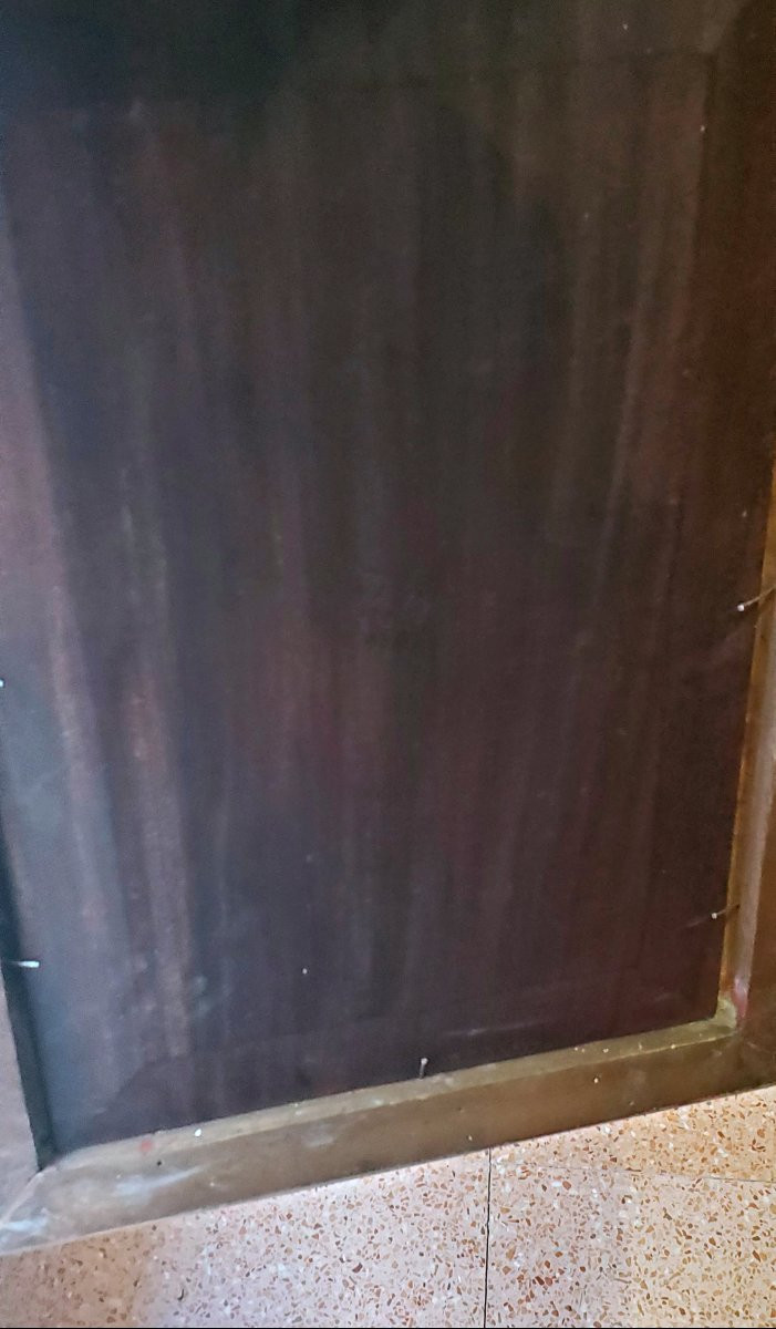 Dipinto olio su tavola in mogano ,raffigurante madonna con bambino ,scuola Piemontese (Italia) -photo-1