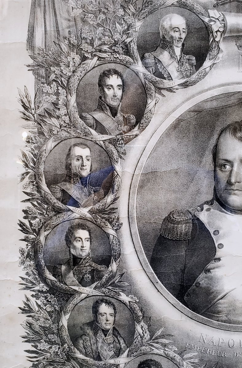 Stampa Impero raffigurante Napoleone e i suoi marescialli , collaboratori principali -photo-3