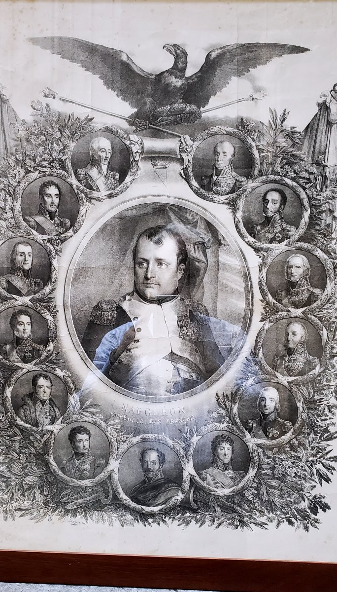Stampa Impero raffigurante Napoleone e i suoi marescialli , collaboratori principali -photo-1