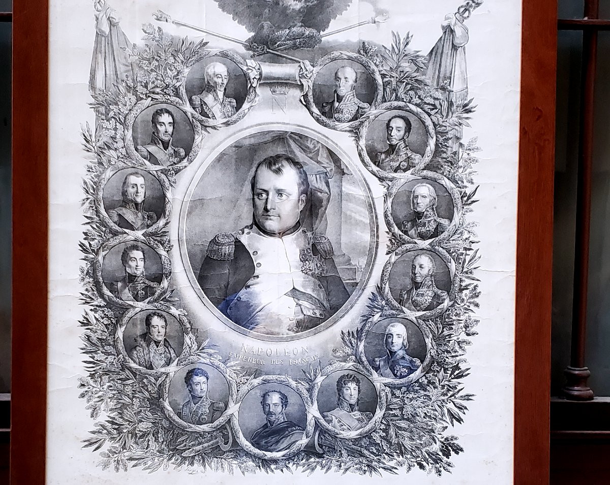 Stampa Impero raffigurante Napoleone e i suoi marescialli , collaboratori principali -photo-2