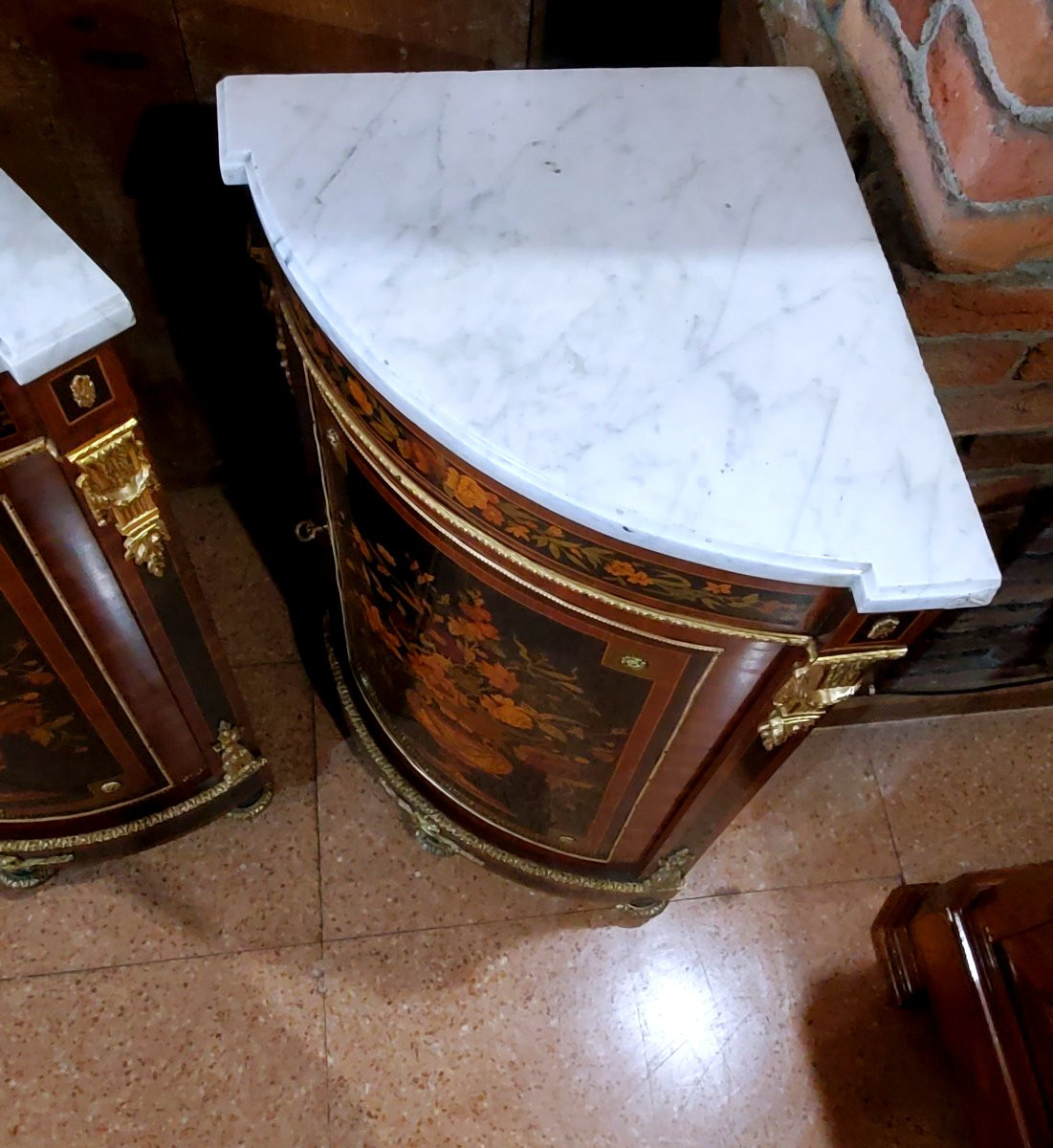 2 Angoliere Napoleone III epoca 1840 con bronzi dorati 18 kt -photo-4