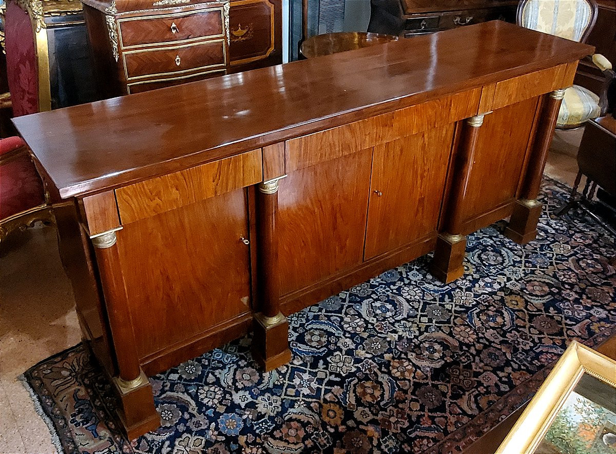 Antica Credenza Impero ,manifattura Piemontese (Italia) in legno di noce .-photo-3