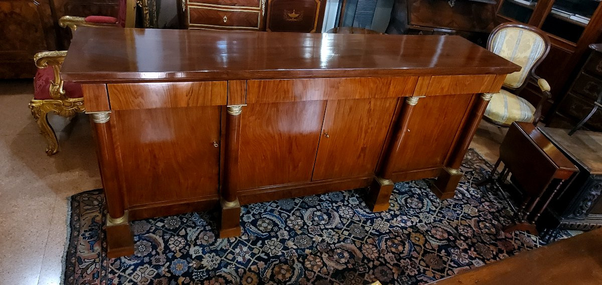Antica Credenza Impero ,manifattura Piemontese (Italia) in legno di noce .-photo-2