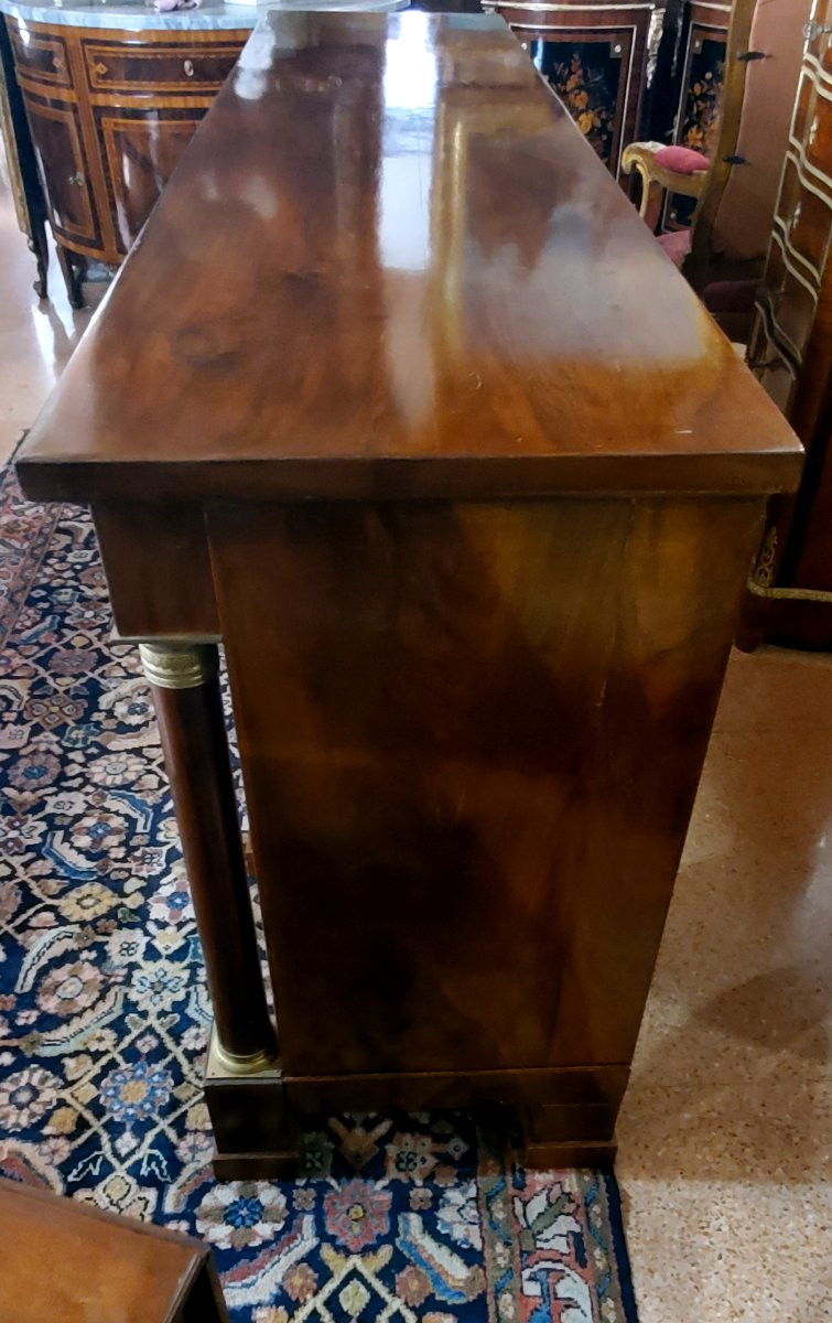 Antica Credenza Impero ,manifattura Piemontese (Italia) in legno di noce .-photo-3