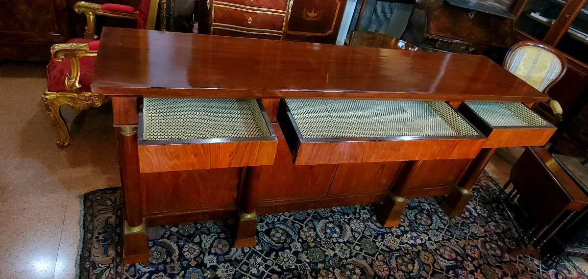 Antica Credenza Impero ,manifattura Piemontese (Italia) in legno di noce .-photo-5