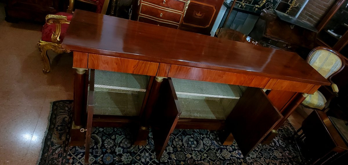 Antica Credenza Impero ,manifattura Piemontese (Italia) in legno di noce .-photo-6