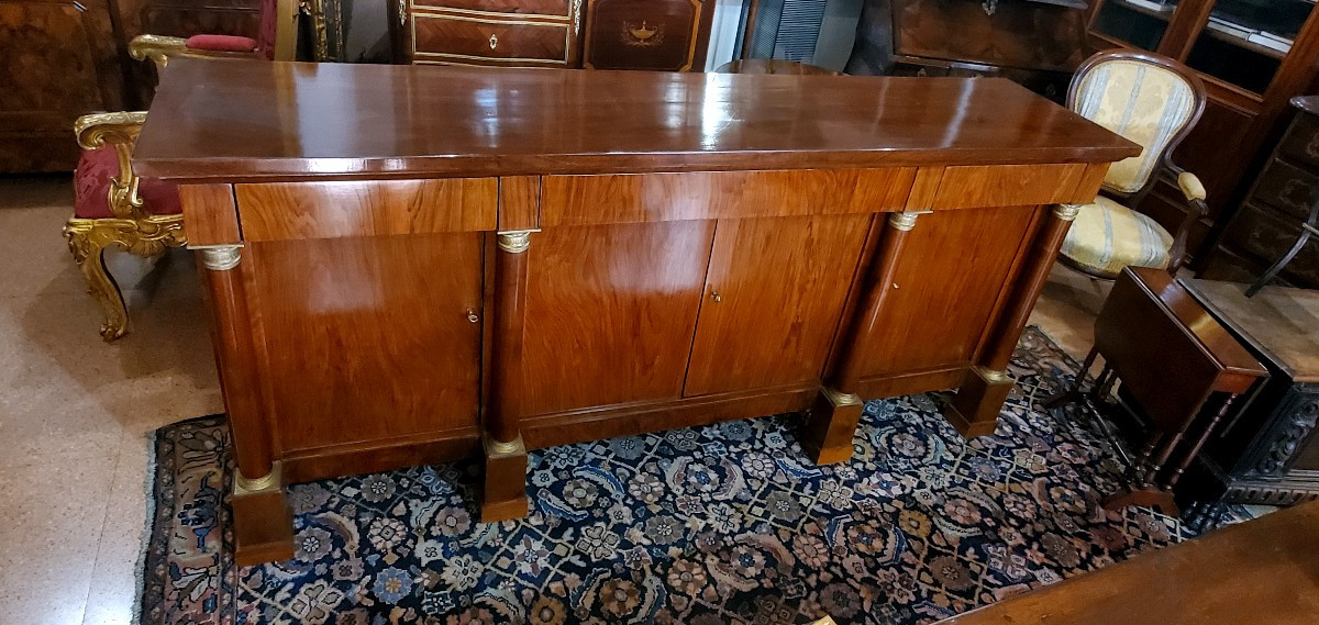 Antica Credenza Impero ,manifattura Piemontese (Italia) in legno di noce .