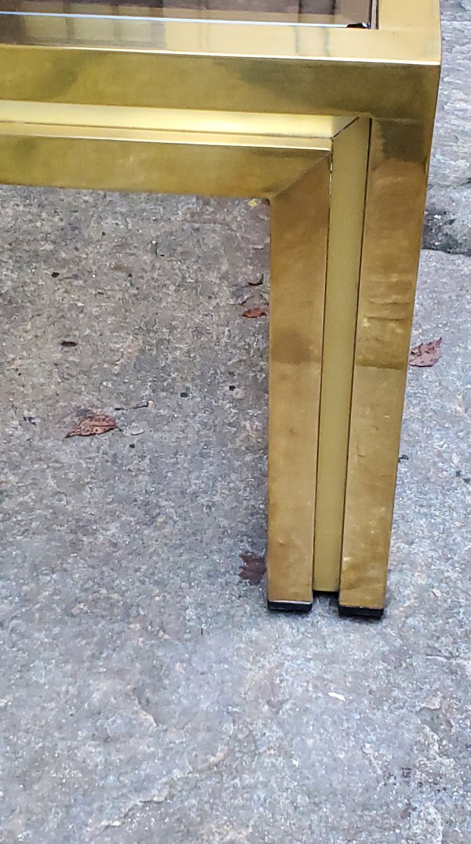 Tavolino da salotto in ottone anni 1970 manifattura Italiana ,130cm x 75 cm-photo-5