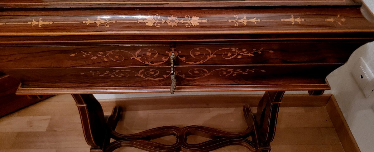 Antico Tavolino Carlo x (1830 circa)di manifattura Francese in legno di Palissandro e Bosso-photo-2