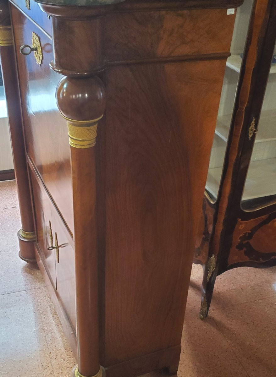 Antico Secretaire epoca primo Impero (1804 -1814) in legno di Noce con serratura tipo cassafort-photo-2