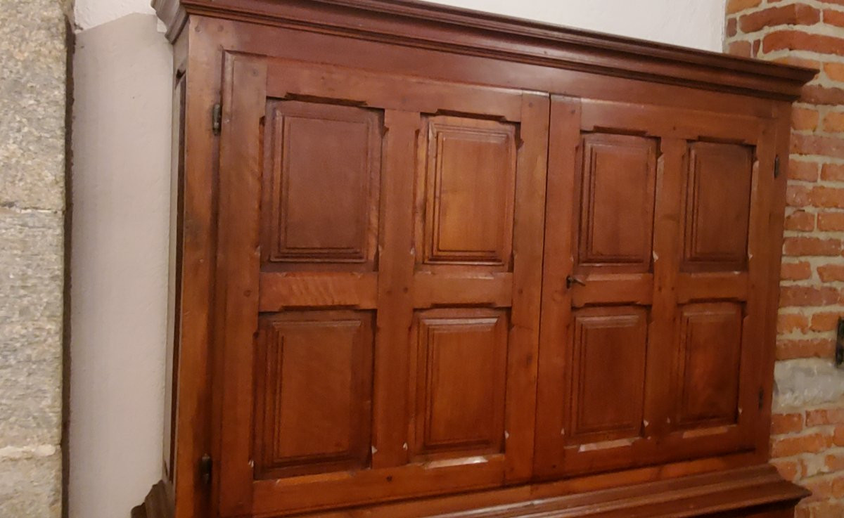  credenza Doppio corpo in legno di noce epoca fine 1700 ,manifattura Italiana area Piemontese -photo-2