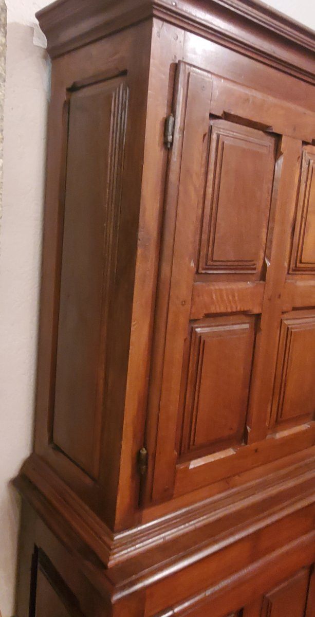  credenza Doppio corpo in legno di noce epoca fine 1700 ,manifattura Italiana area Piemontese -photo-4