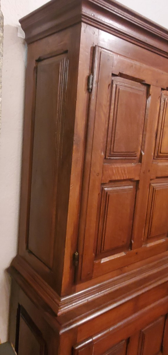  credenza Doppio corpo in legno di noce epoca fine 1700 ,manifattura Italiana area Piemontese -photo-1