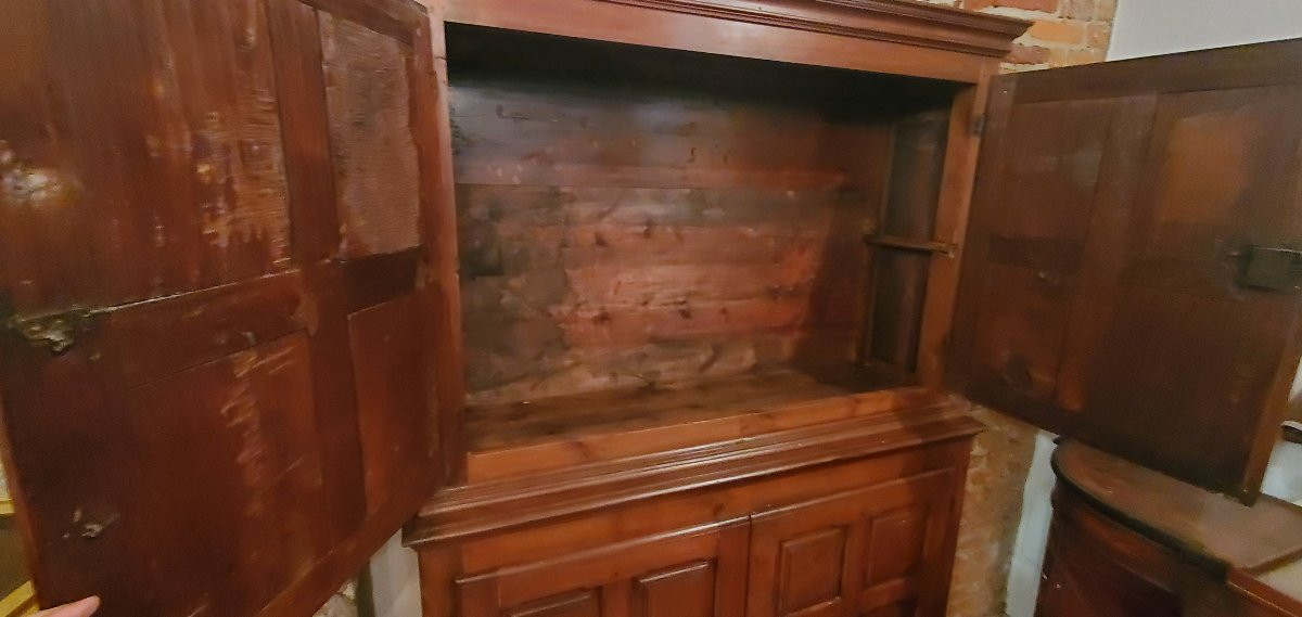  credenza Doppio corpo in legno di noce epoca fine 1700 ,manifattura Italiana area Piemontese -photo-4