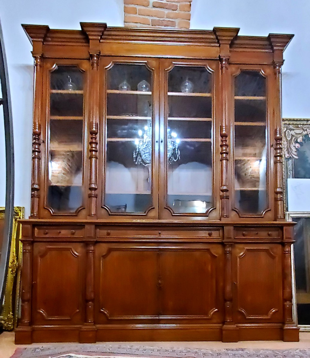 Antica Libreria stile Luigi Filippo epoca seconda metà 1800 manifattura Francese 