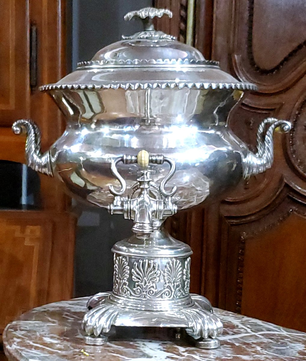 Antico Samovar manifatrtura Inglese epoca 1840(circa) in sheffield (placcato argento)-photo-4