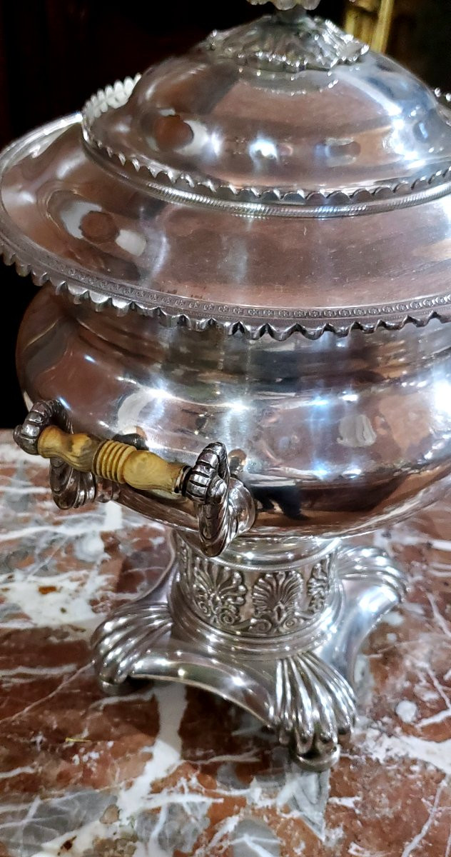 Antico Samovar manifatrtura Inglese epoca 1840(circa) in sheffield (placcato argento)-photo-8