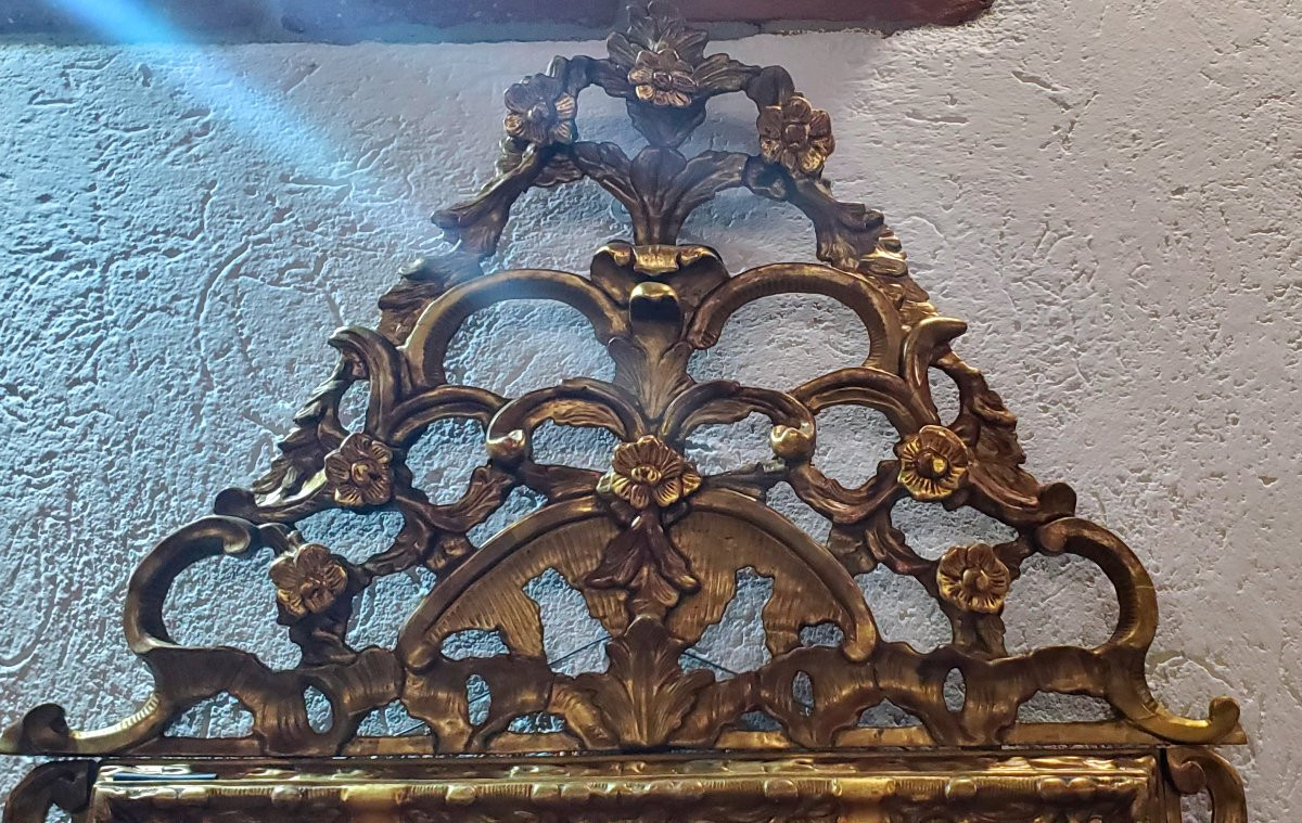 Antica Specchiera Luigi XV ,di manifattura Italiana  ,in legno scolpito e dorato -photo-2