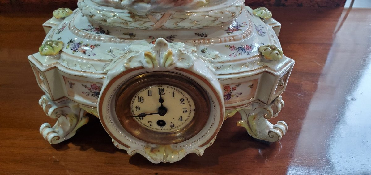 Antico orologio in porcellana ,manifattura tedesca ,epoca seconda metà 1800-photo-3