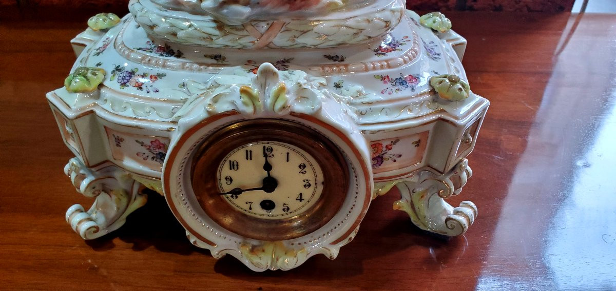 Antico orologio in porcellana ,manifattura tedesca ,epoca seconda metà 1800-photo-2