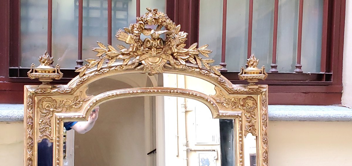 Antica specchiera Napoleone III di manifattura francese , doratura originale 18 kt -photo-2