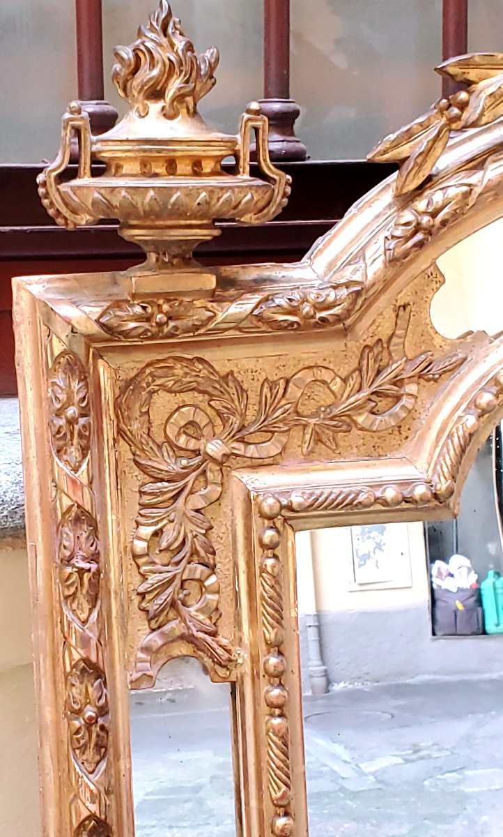 Antica specchiera Napoleone III di manifattura francese , doratura originale 18 kt -photo-3