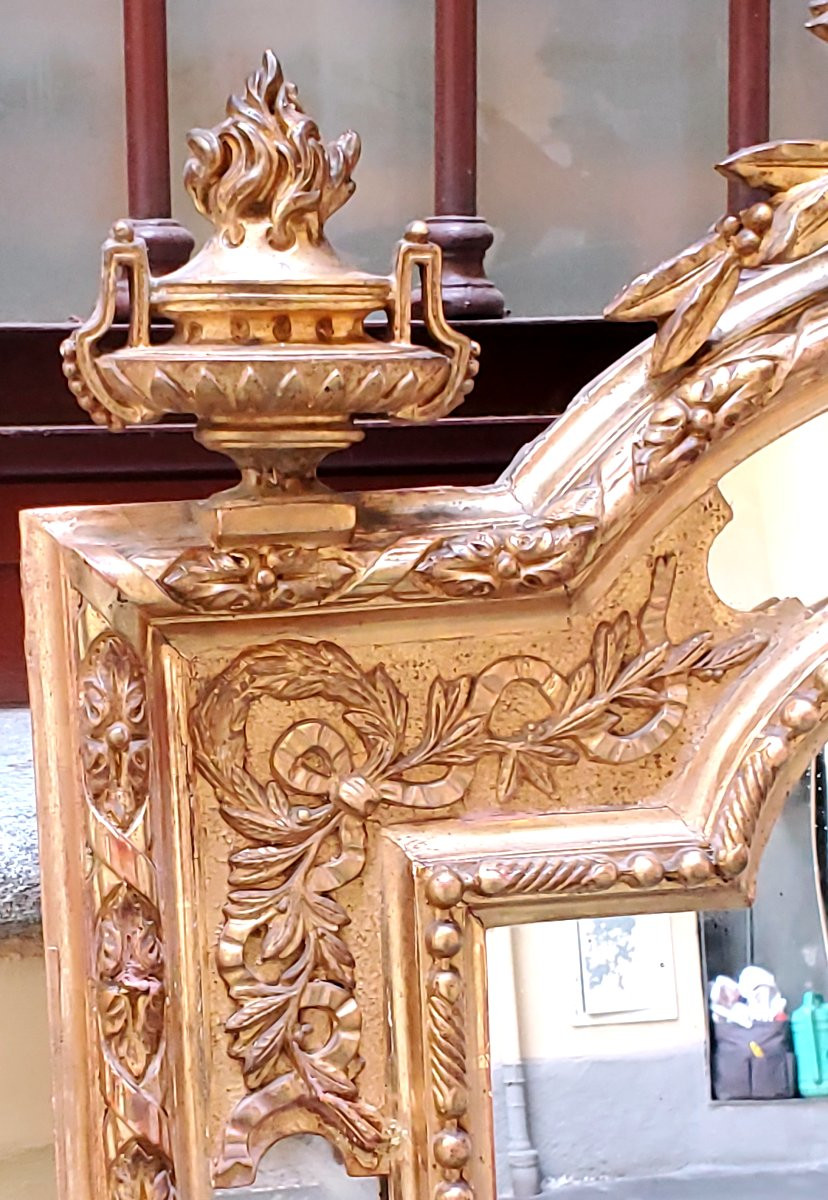 Antica specchiera Napoleone III di manifattura francese , doratura originale 18 kt -photo-3