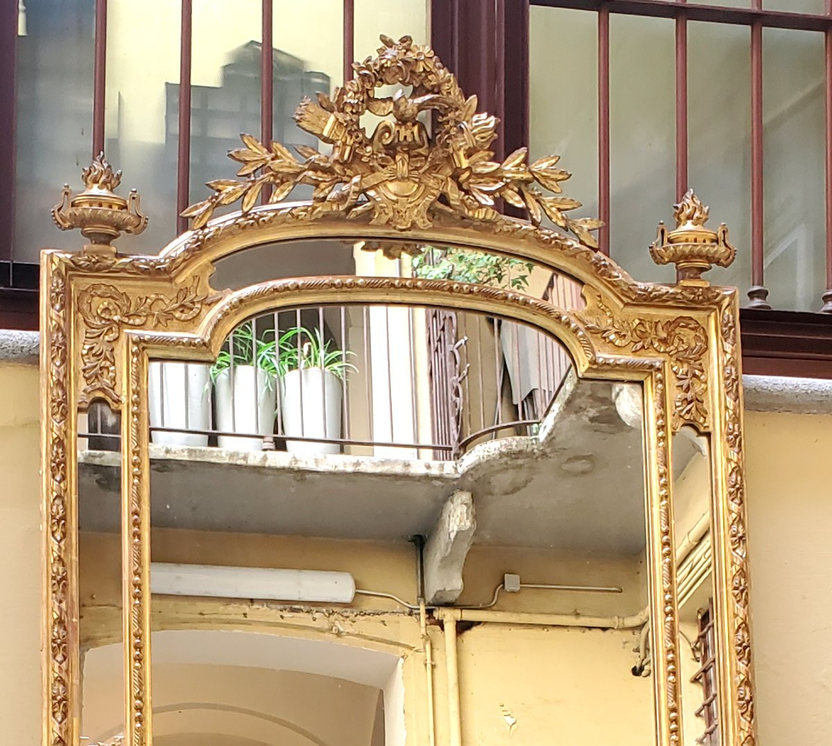 Antica specchiera Napoleone III di manifattura francese , doratura originale 18 kt -photo-5