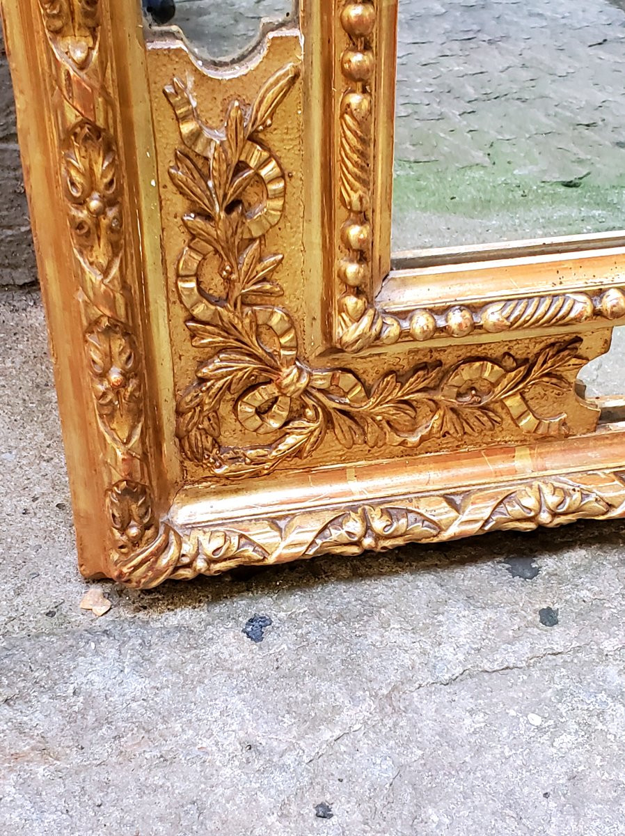 Antica specchiera Napoleone III di manifattura francese , doratura originale 18 kt -photo-7