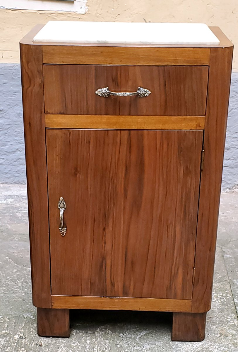 2 Comodini Art Deco in legno di noce ,di manifattutra Italiana -photo-2
