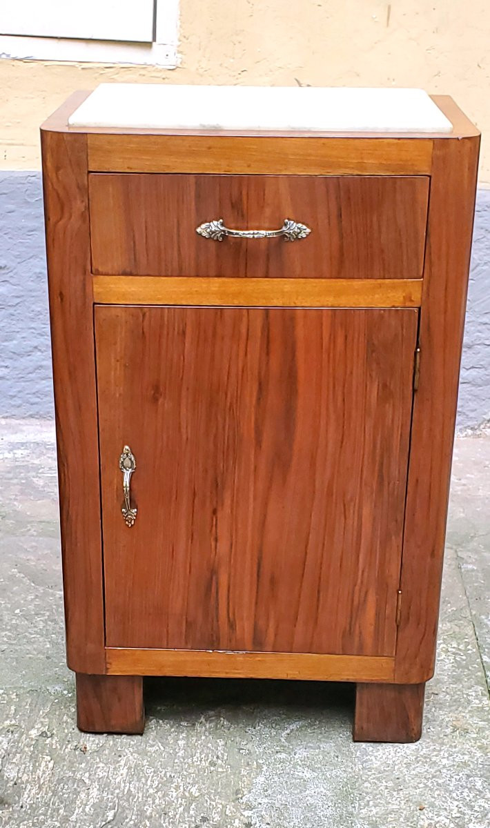 2 Comodini Art Deco in legno di noce ,di manifattutra Italiana -photo-1