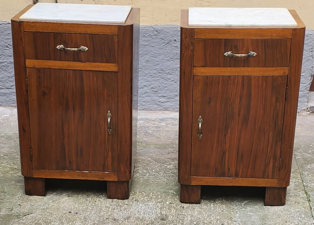 2 Comodini Art Deco in legno di noce ,di manifattutra Italiana -photo-2