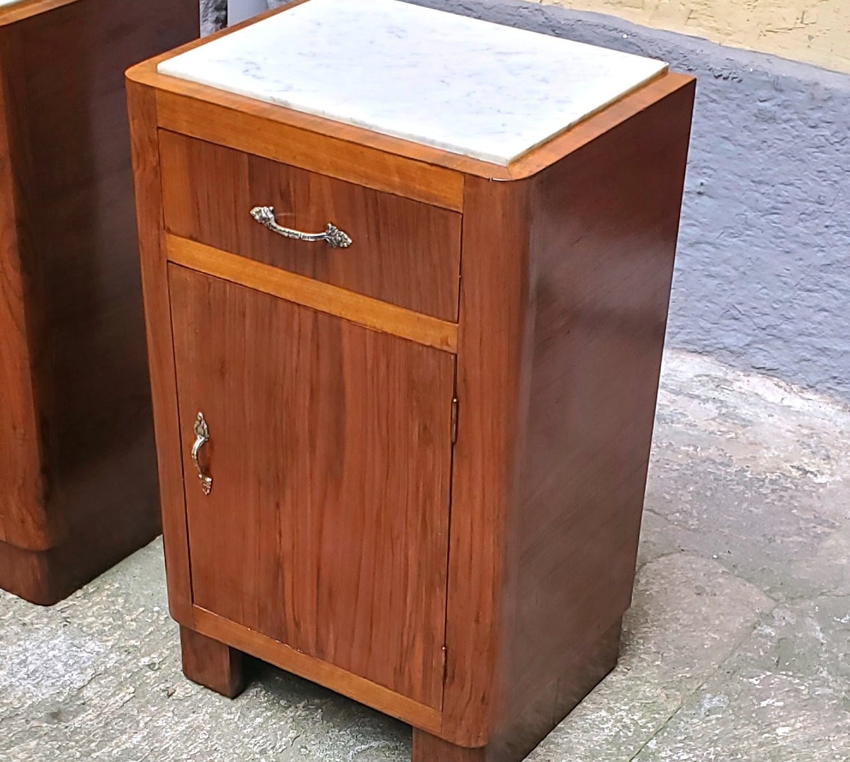 2 Comodini Art Deco in legno di noce ,di manifattutra Italiana -photo-3