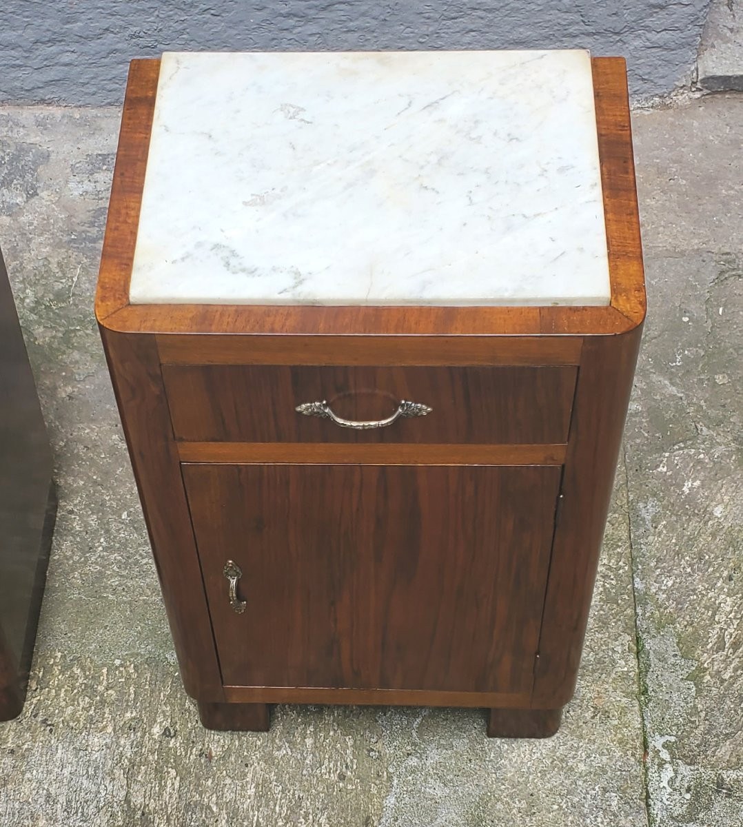 2 Comodini Art Deco in legno di noce ,di manifattutra Italiana -photo-4