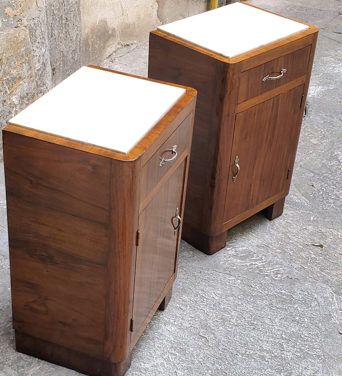 2 Comodini Art Deco in legno di noce ,di manifattutra Italiana -photo-7