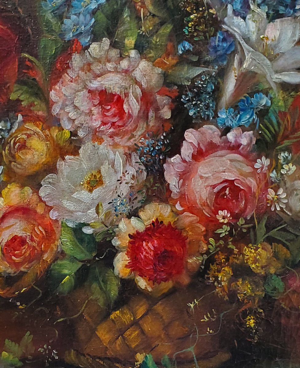 2 Dipinti olio su tela  soggetto nature morte floreali , periodo fine 1800 primi 1900 -photo-4