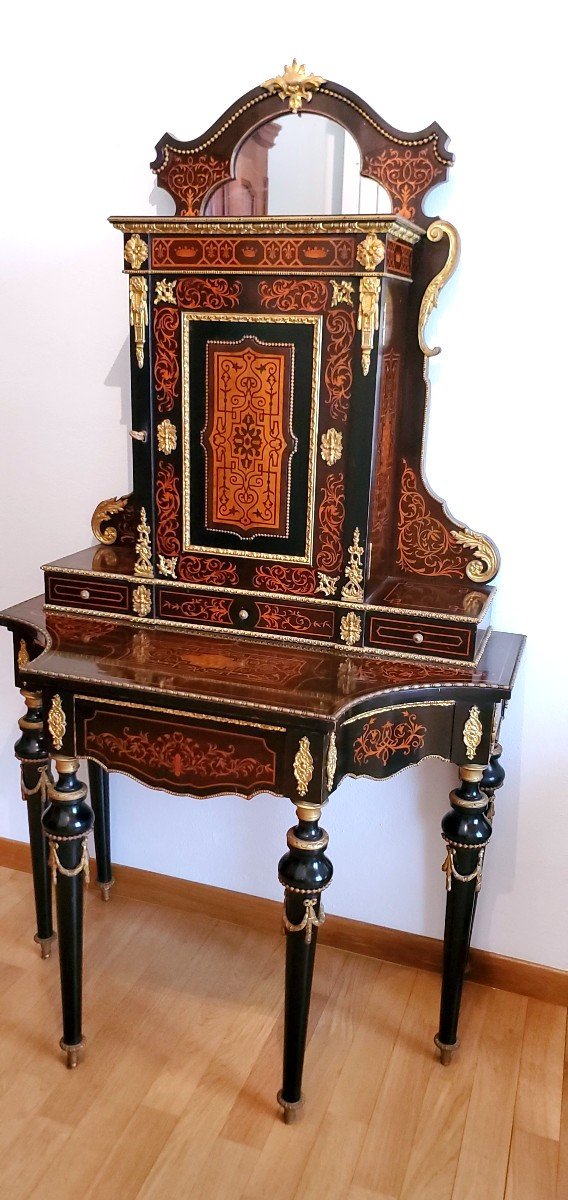  Antico Mobile Napoleone III consolle con alzata , in legno di Ebano ,manifattura Francese 