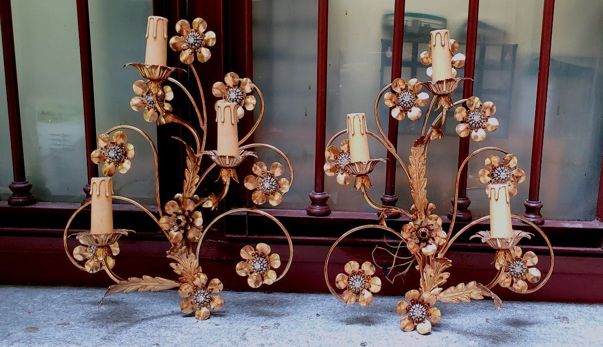 2 Appliques dorate  in ferro battuto -photo-3