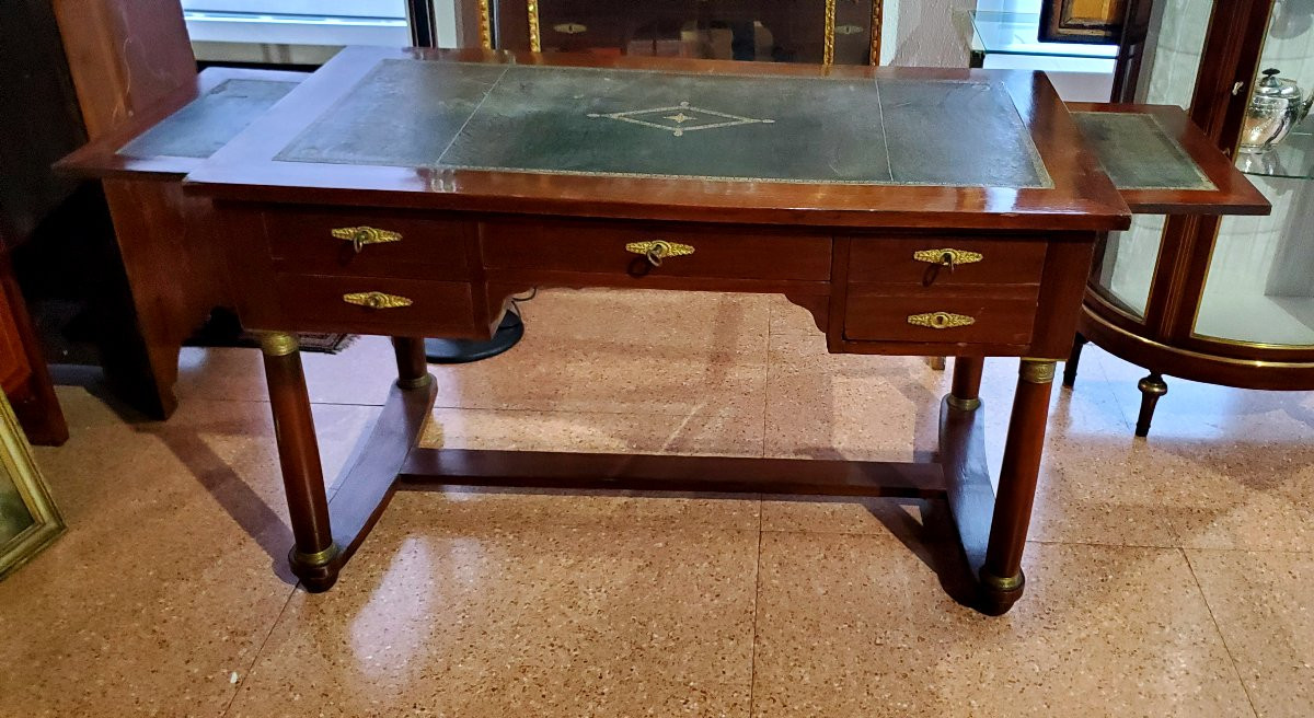 Antica scrivania Impero manifattura Francese ,in legno di mogano , interni in rovere -photo-2