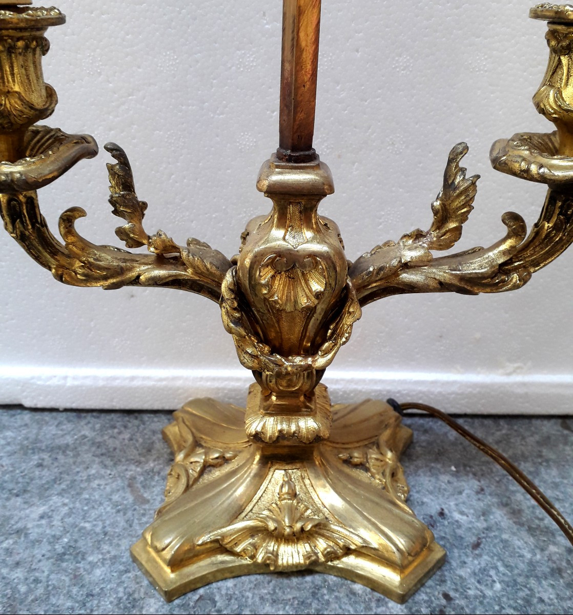 Candelabro Napoleone III epoca 1860 in bronzo cesellato e dorato .-photo-2