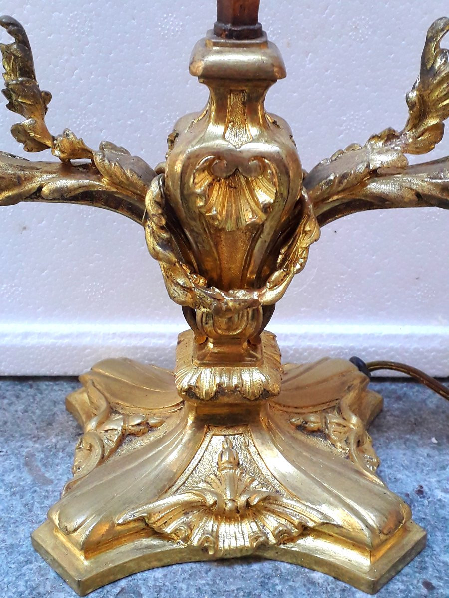 Candelabro Napoleone III epoca 1860 in bronzo cesellato e dorato .-photo-2