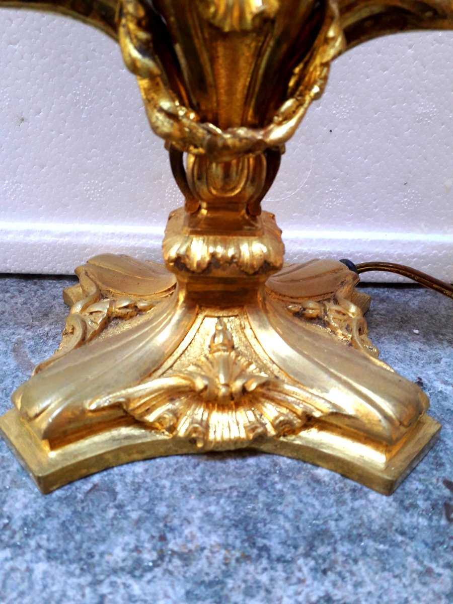 Candelabro Napoleone III epoca 1860 in bronzo cesellato e dorato .-photo-5
