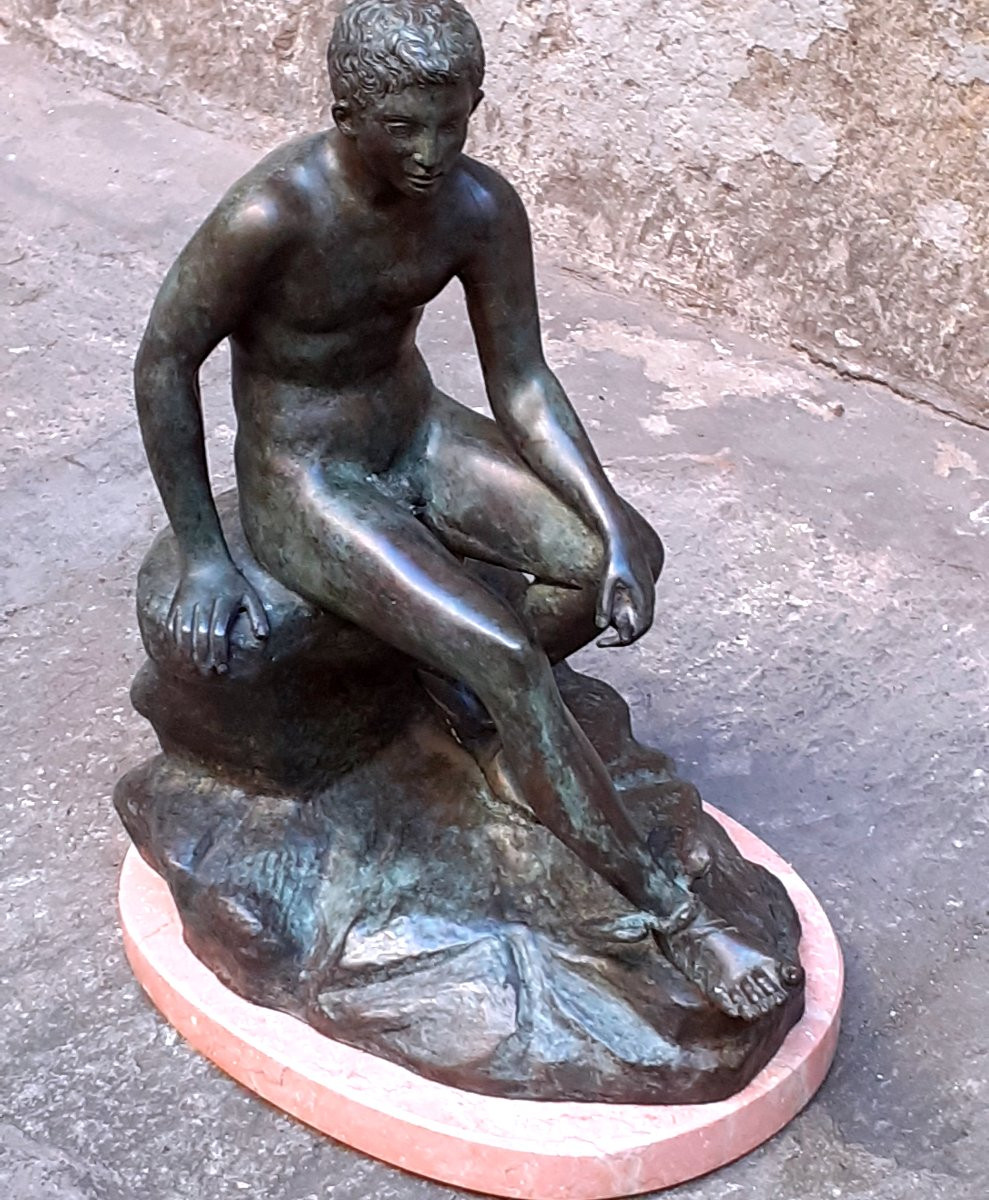Scultura in bronzo raffigurante Mercurio seduto (messaggero degli dei, figlio di Giove) -photo-4