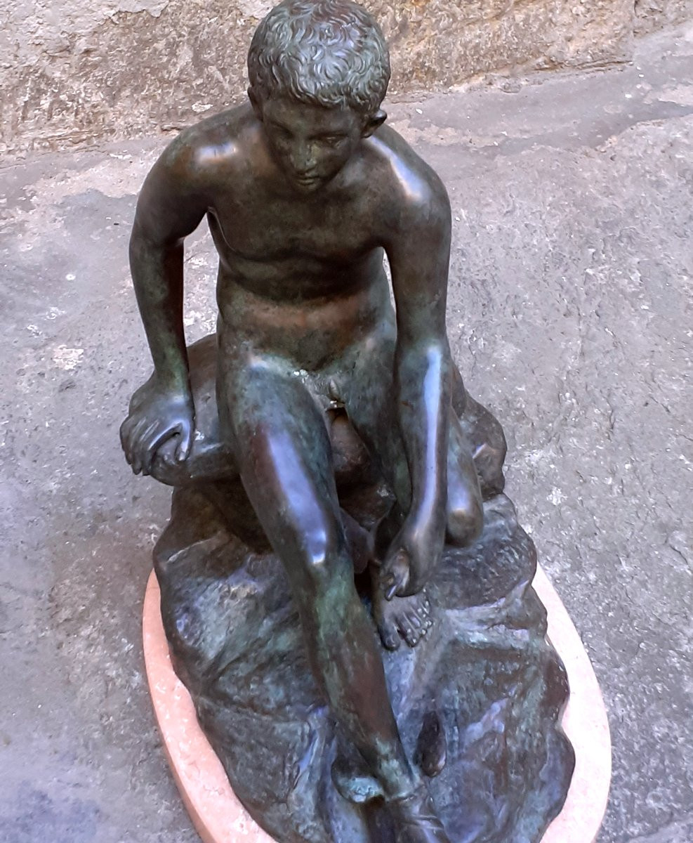 Scultura in bronzo raffigurante Mercurio seduto (messaggero degli dei, figlio di Giove) -photo-3